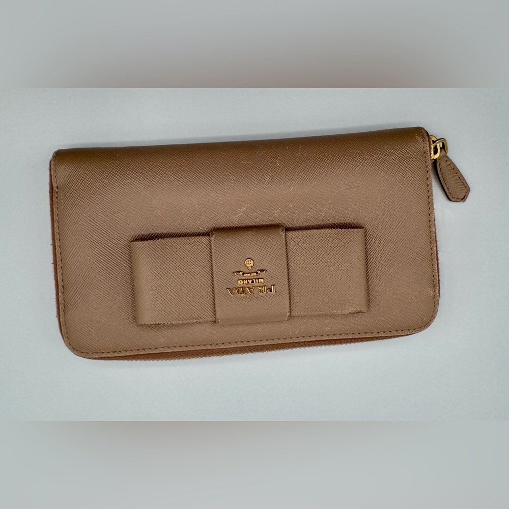 Prada Bow Zip Around Wallet in Beige - Picture 11 of 11
